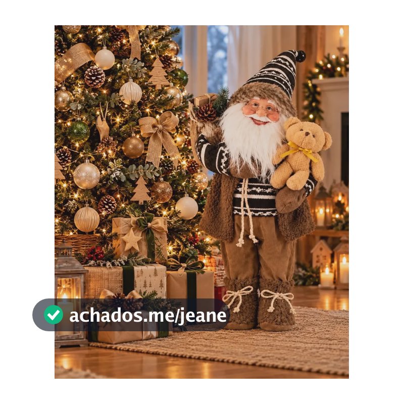 Papai Noel Gigante Enfeite Natal 65cm Decoração Natalina Marrom Urso Não É Eletrico
