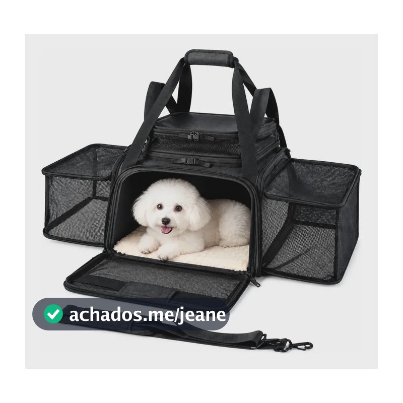 Bolsa De Transporte Expandível Viagem Pet Mochila Chocorro Preto