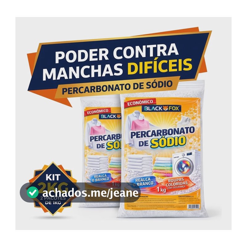 2kg Percarbonato De Sódio Clareador Roupas Brancas Limpeza