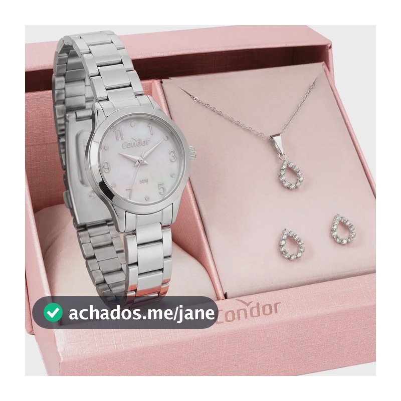 Kit Relógio Condor Feminino Com Colar E Brincos Co2036mxg/k4b