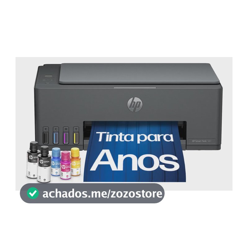 Impressora Multifuncional Hp Smart Tank 581 Tanque De Tinta Colorida Wi-fi, Usb - Alta Economia -copiadora E Scanner (4a8d5a) Preto 127/220v