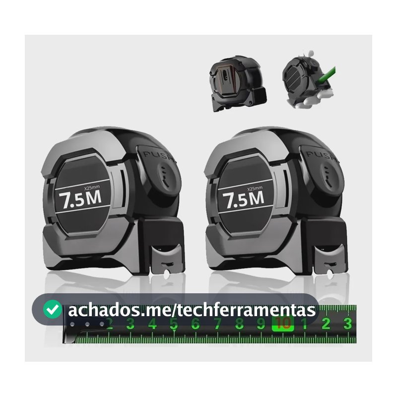 Kit 2 Trena Profissional Fita Métrica Fluorescente Trava 7.5 Metros