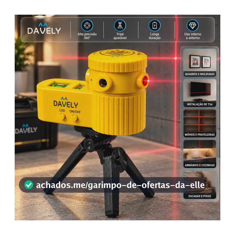 Nivelador A Laser Digital Nível Profissional Com Tripé Ajustável 360° Alinhamento Profissional Multifuncional Linhas Horizontal Vertical Obras Reformas Quadros TV's Davely
