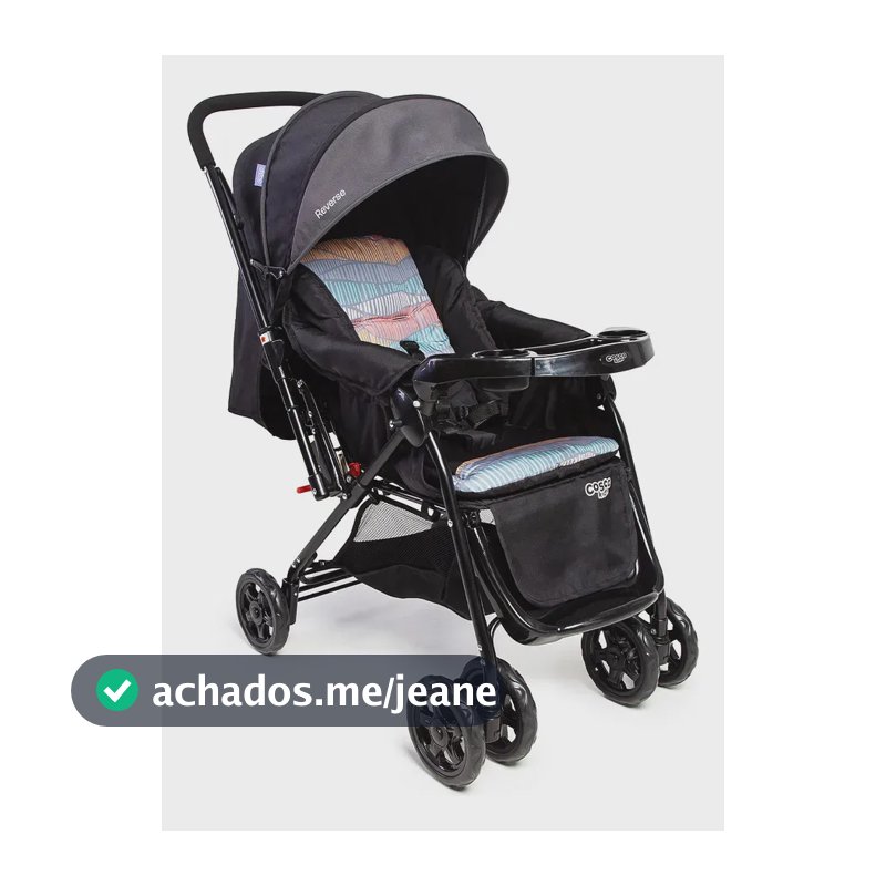 Carrinho De Bebê Cosco Kids, Reverse, Preto Onda