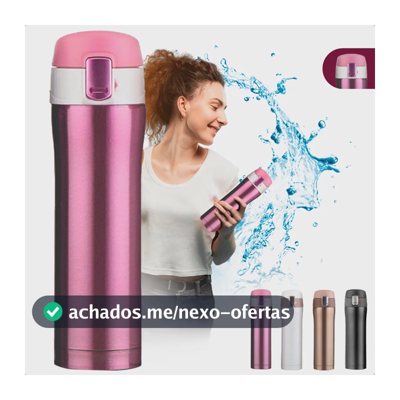 Garrafa Térmica 500ml Bebidas Quentes E Frias Cor Rosa Portátil Isolamento De Aço Inoxidável 304 Térmico Antiderrapante
