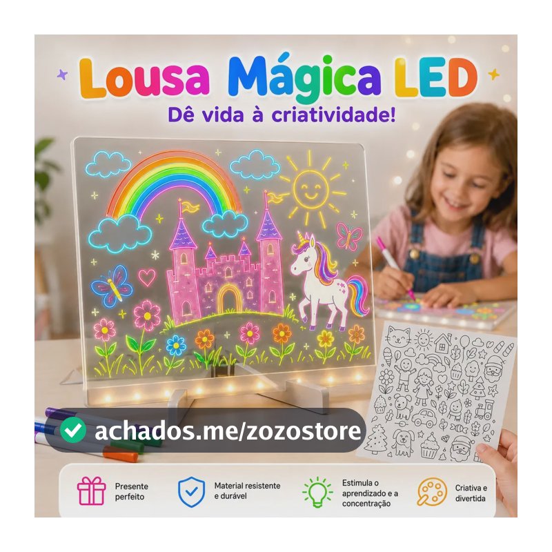 Lousa Magica Led 3d Neon Colorir Ilustração Infantil Led