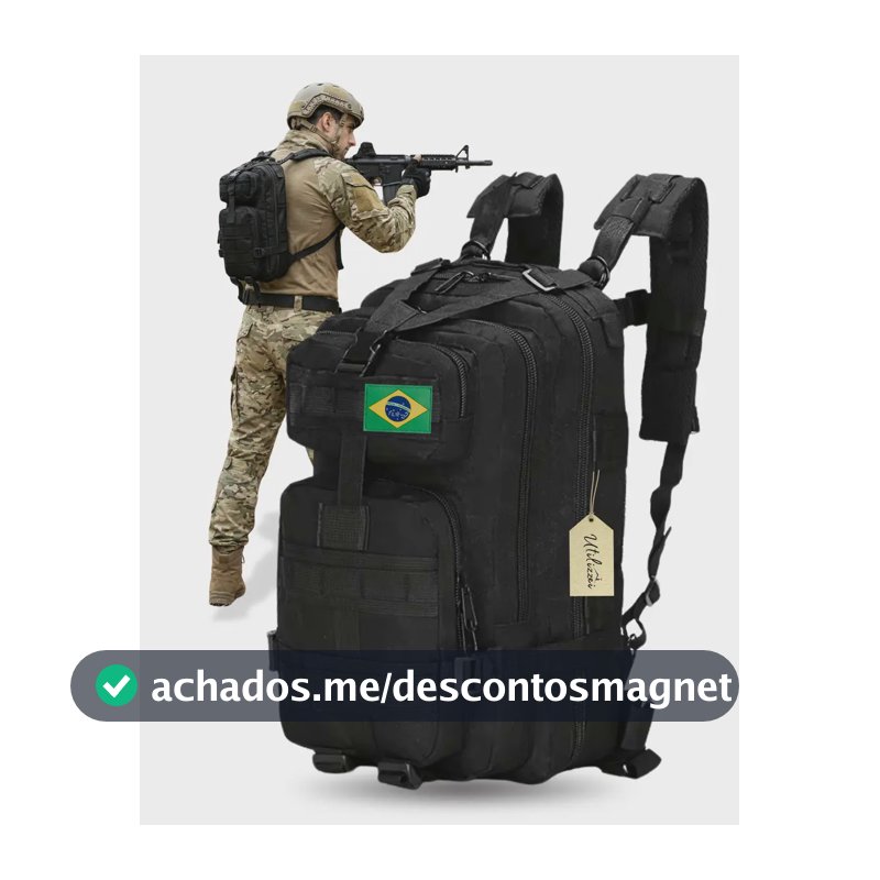Mochila Militar Bolsa Tática Resistente 30 Litros Super Reforçada Impermeável Bandeira Brasil Brinde Utilizzei