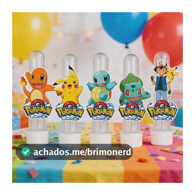 20 Tubetes Pokemon Personalizados Lembrancinha Festa Tag