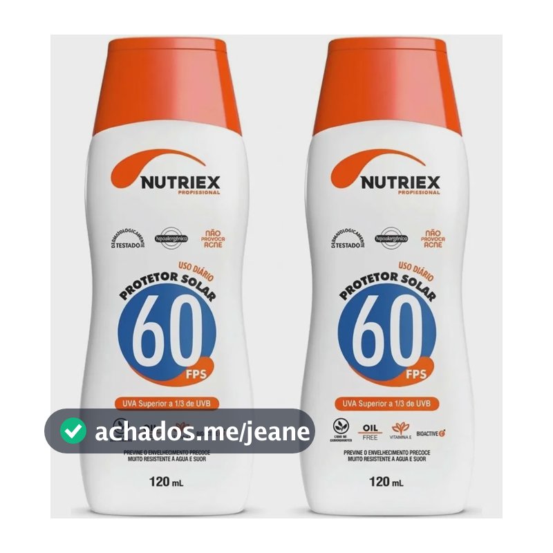 Kit 2 Protetor Bloqueador Solar Fps 60 Nutriex 120ml Corpo