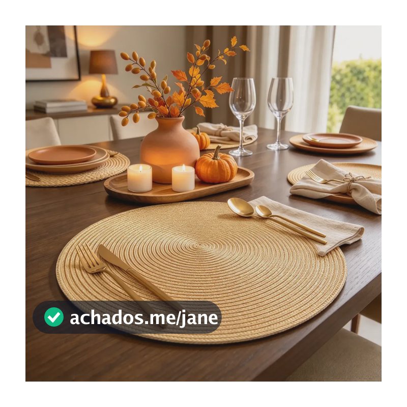 Kit 6 Jogo Americano Redondo Sousplat 38cm Mesa Posta Jantar Bege