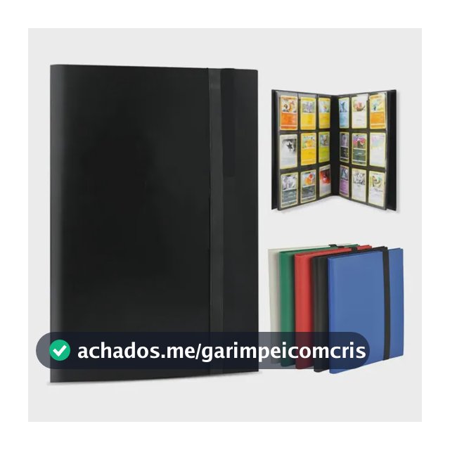 Fichário Álbum Para Cartas Pokémon 360 Slots Pasta Mgg Preto