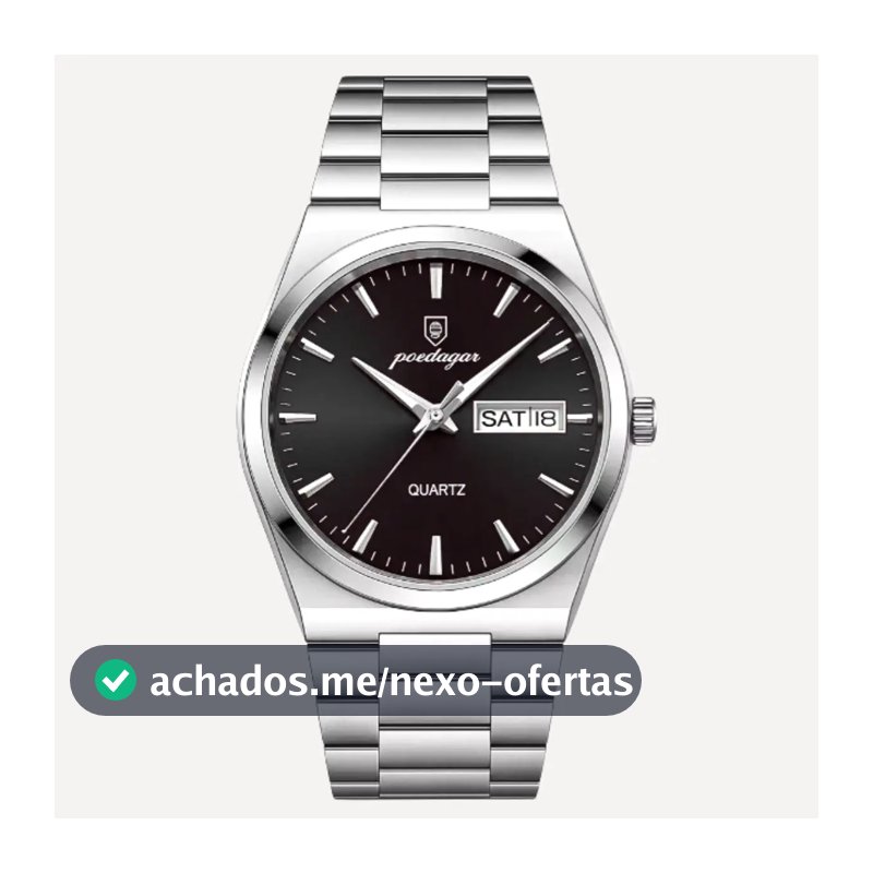 Relógio Masculino Luxo Poedagar Old Money Aço Quartzo Prata Prateado Clássico Preto Capra Pink