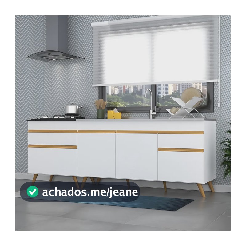 Kit 2 Balcões - Gabinete para Pia 1,50 e Balcão para Cooktop 70cm Veneza GW Multimóveis MP2073 Branco