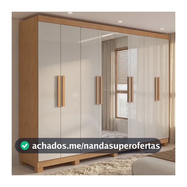 Guarda-roupa Casal Móveis Lopas Easy Slim 8 Portas Com Espelho E Gavetas