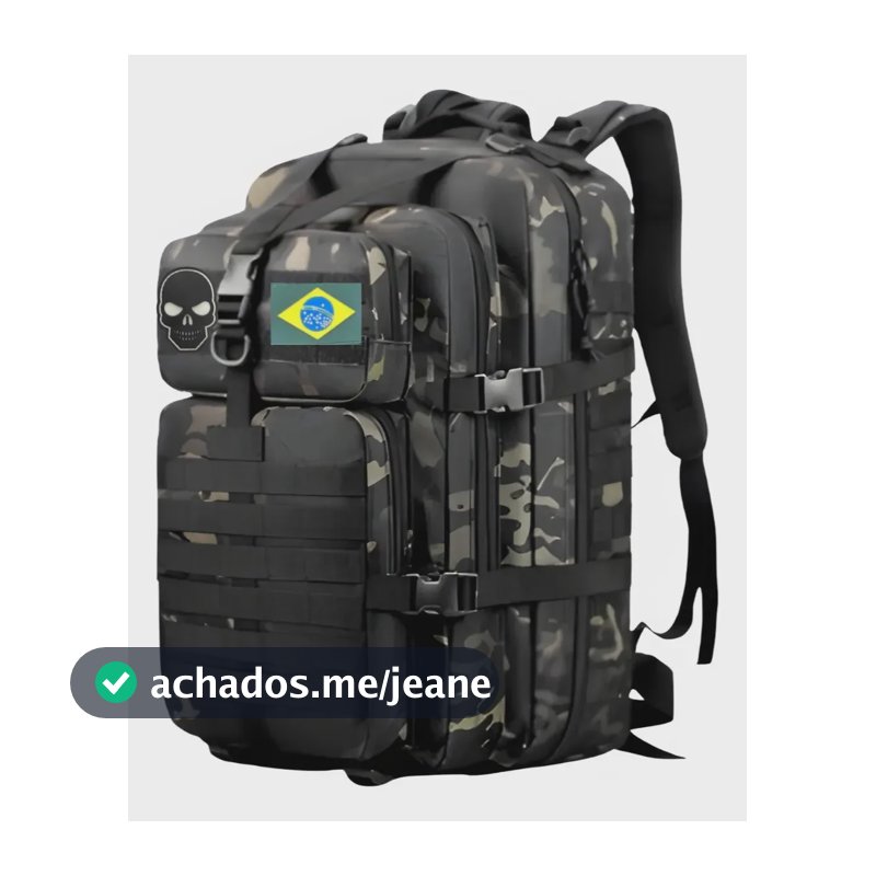Mochila Tatica Militar Impermeavel Reforçada Grande 50l Brasil Cor Preto Camuflado Desenho Do Tecido Lisa