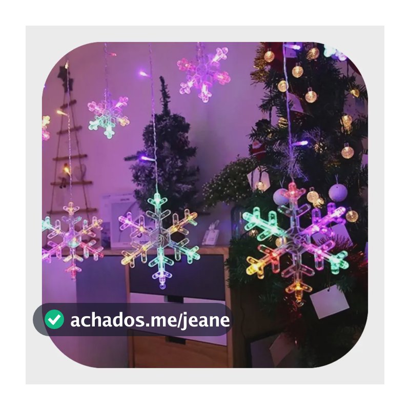 Cascata Floco de Neve 138 Leds 8 Funções 2,5m Fio Transparente 220v Luzes Colorido