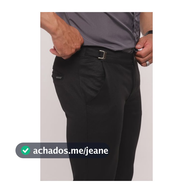 Calça Com Regulagem Esporte Fino Alfaiataria Masculina Preto Lisa 42