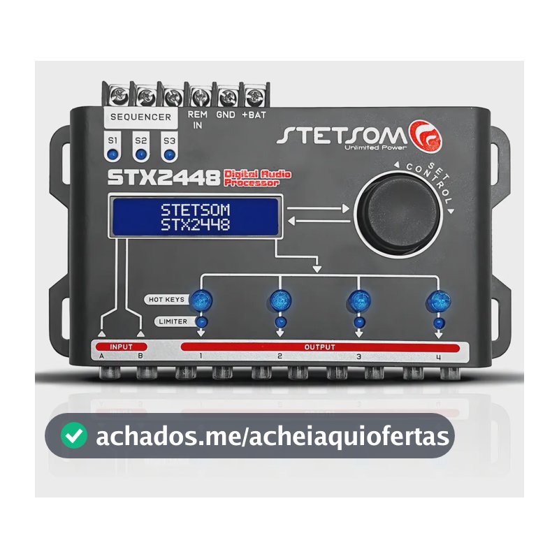 Processador de Áudio Digital Automotivo Stetsom STX2448 com Crossover e Equalizador