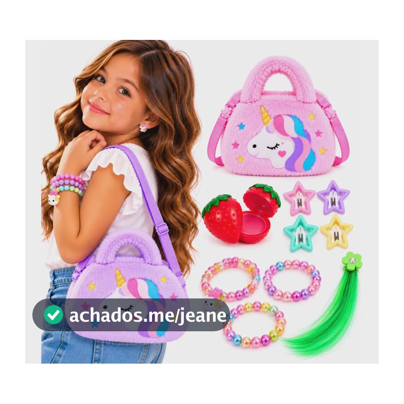 Kit Maquiagem Infantil Bolsa Meninas Gloss Pulseira Sombra