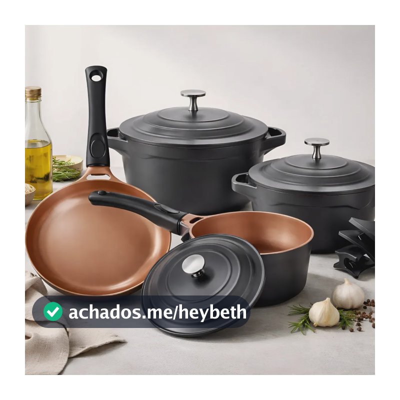 Jogo De Panela Antiaderente Cerâmica Preto 4 Peças Le Cook