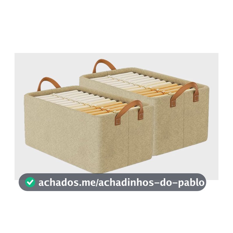 Organizador Guarda Roupa Cesto Multiuso Dobrável Kit2 Bege