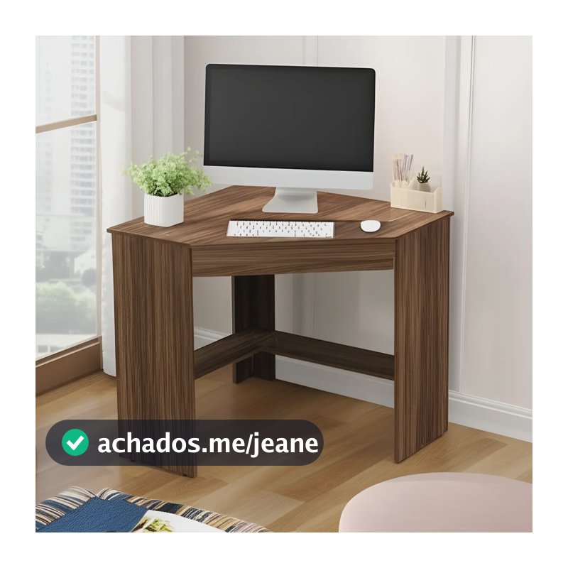 Escrivaninha Mesa Escritório de Canto Multimóveis VCR25064 Cor Nogal