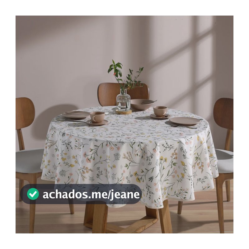 Toalha De Mesa Dohler Clean Estampada Redonda 4 Lugares Cor Bege Florencia