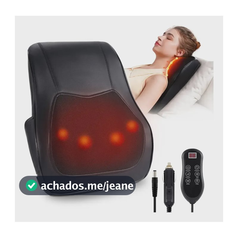 Almofada Massageadora Shiatsu Lombar Ombros Com Aquecimento Preto 127/220v