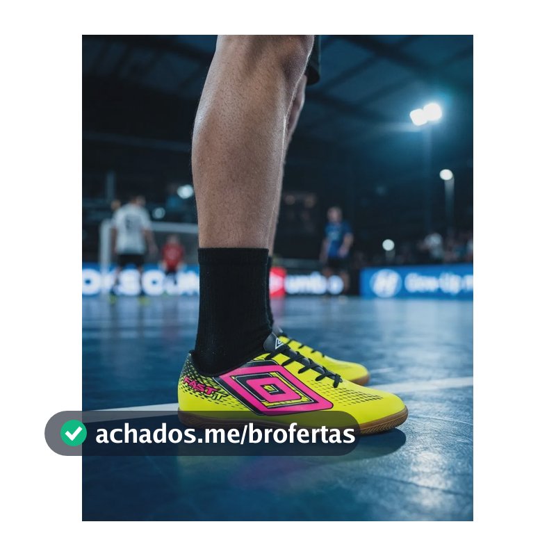 Chuteira Futsal Umbro Fast Ii Futebol Quadra Salão Sintética Limão/preto/rosa Flúor 40