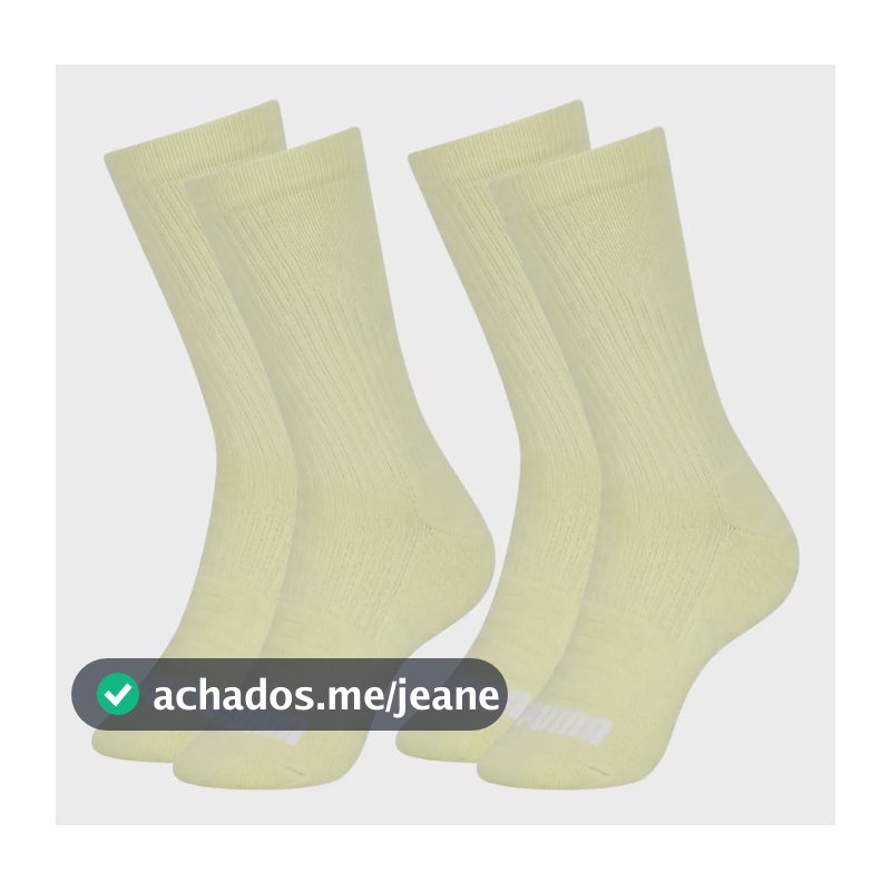Kit 2 Pares Meia Puma Feminina Corrida Poliamida Esportiva 2 Amarelo Lima 34-39