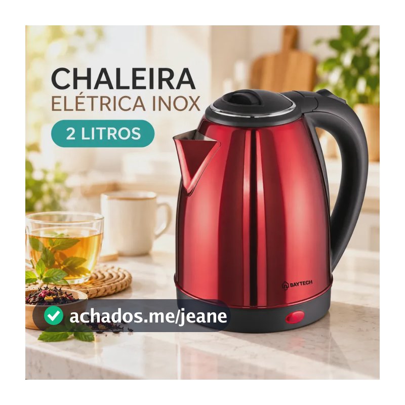 Chaleira Elétrica Inox 2l Desligamento Automático Vermelho