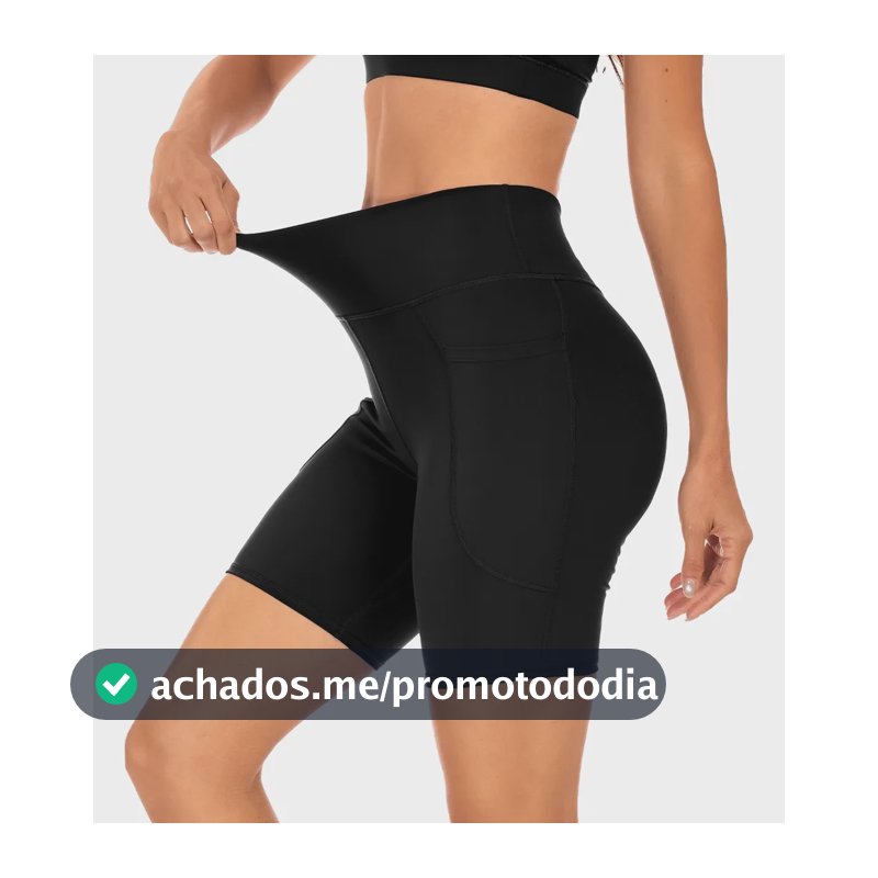Shorts Academia Feminino Modelador Com Bolso Moda Feminina Preto Poliamida M