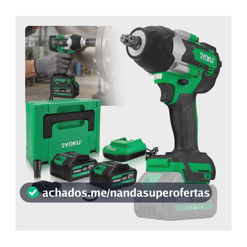 Chave De Impacto 1/2'' 700nm Brushless 2 Baterias Maleta Verde 127/220v