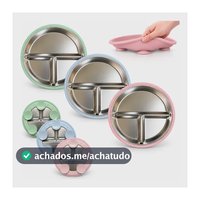 Prato Bebê Infantil 3 Divisórias Inox Silicone Ventosas Unid