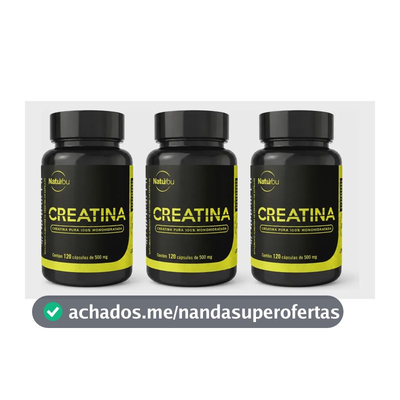 Kit 3 Creatina Monohidratada 120 Cápsulas 100% Pura Natuyou Sem Sabor