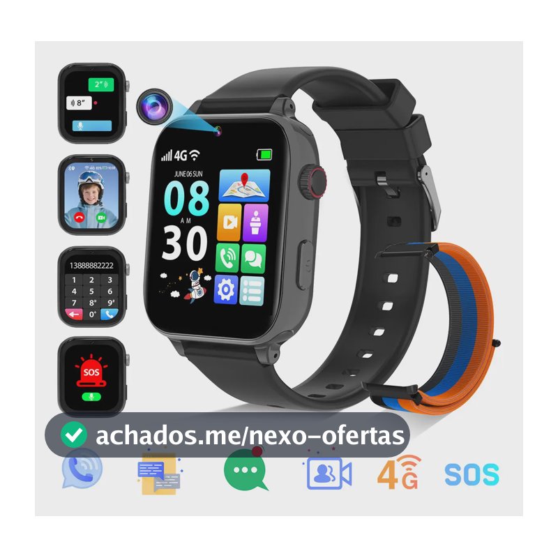 Smartwatch Pthtechus Reloj Inteligente Para Niños A22 BLACK reloj watch tela de 1.54" com pulseira de siliconetrançado - cor preto