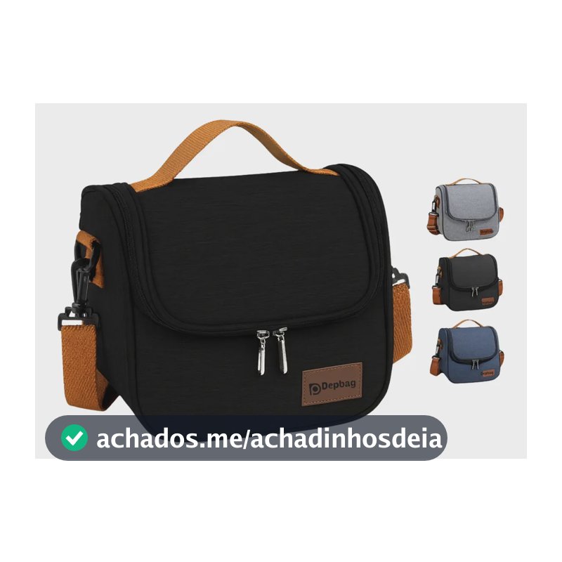 Lancheira Térmica Meimi Amores Marmita Fit Preta Zíper Nylon