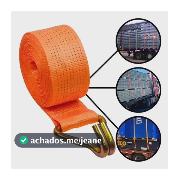 Cinta Fita 5 Toneladas 50mm 9 Mt Para Amarrar Carga Gancho  Laranja