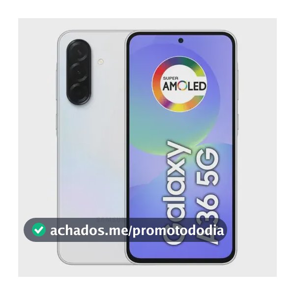 Smartphone Samsung Galaxy A36 5G 128GB 6GB RAM Câmera Tripla de até 50MP Selfie de 12MP IP67 Super AMOLED 6.7'' NFC Recursos AI Android e Segurança Snapdragon - Branco
