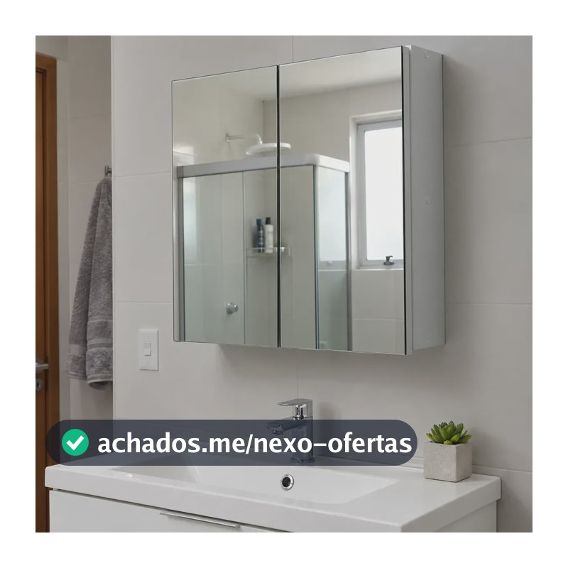 Armário 70cm Aéreo Banheiro Com Espelho Com Fundo - Montado Branco