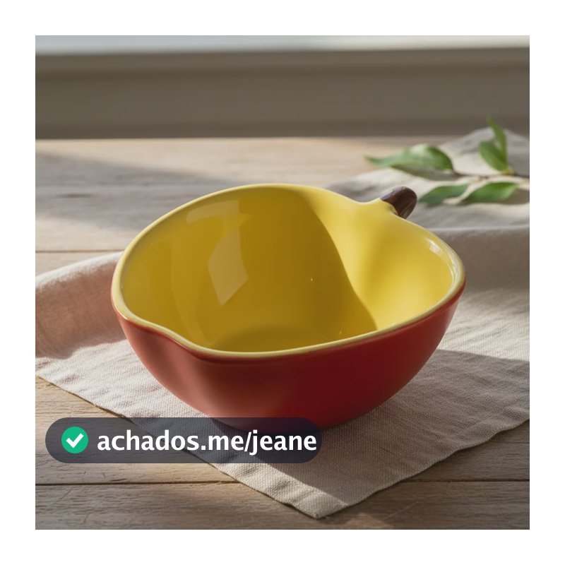 Bowl Tigela Maçã Em Cerâmica Esmaltada Vermelho