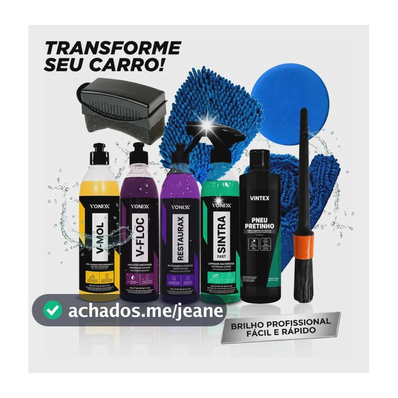 Kit Completo Lavar Carro Moto Rapido Brilho Profissional