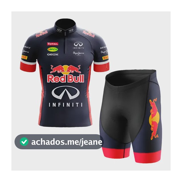 Conjunto Camisa Manga Curta E Bermuda Mtb Red Bull Dry Fit