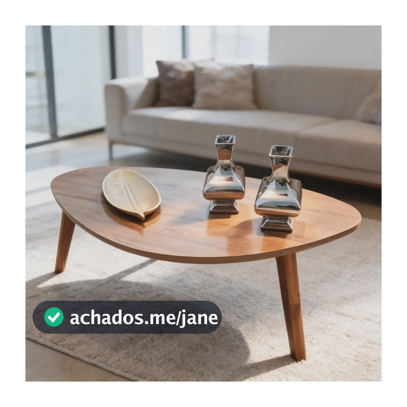 Mesa de centro grande de sala de estar Paris orgânica com pés palito madeira decorativa C90 x L50cm Demoglass