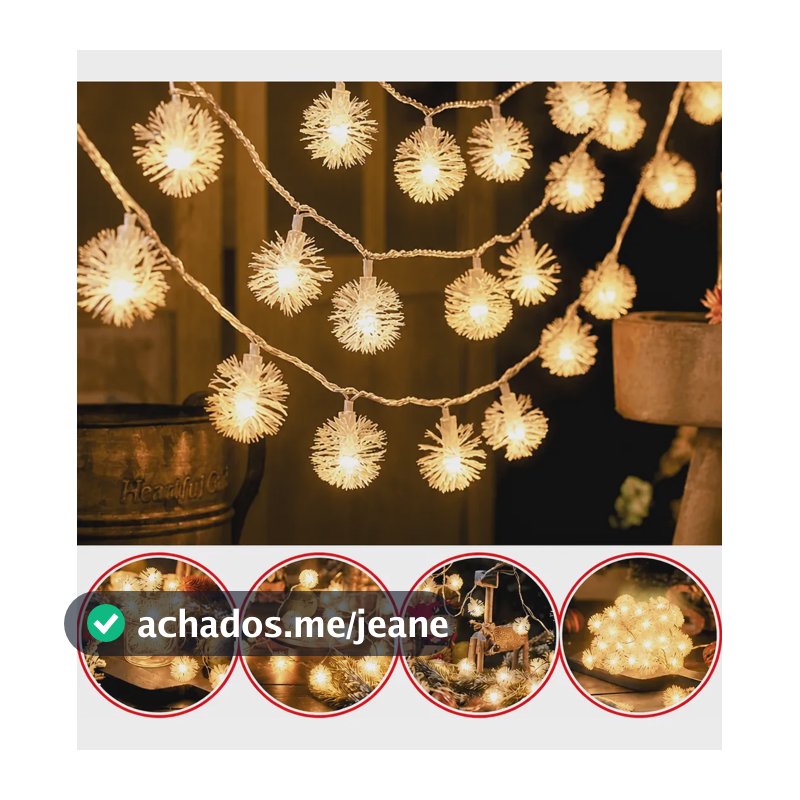 Cordão Varal Fio De Luz Luminoso Pisca Pisca Natalina 3 M Amarelo 110/127/220v