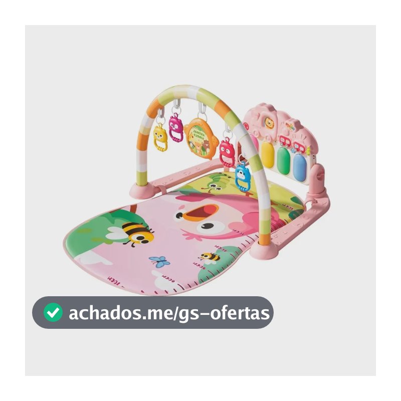 Tapete De Atividades Para Bebê Piano Musical Ginásio Móbile 5 Brinquedos Piuí Rosa Maxi Baby