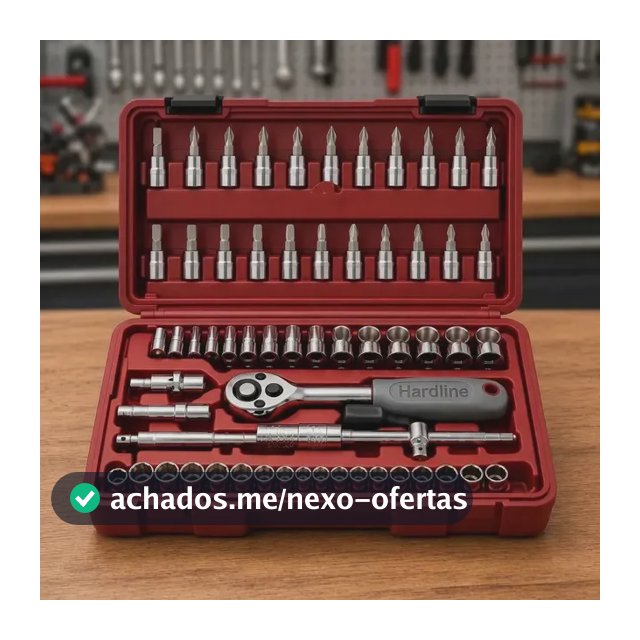 Kit Jogo de Ferramentas 46 Peças Catraca Soquetes Bits Fenda Phillips Allen Extensores com Maleta para Oficina Mecânico Casa Carro Reparos Manutenção Portátil Compacto Hardline