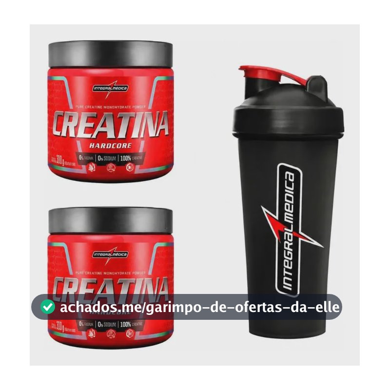 Kit 2 Creatina Integralmedica 300g + Coqueteleira 600ml Neutro