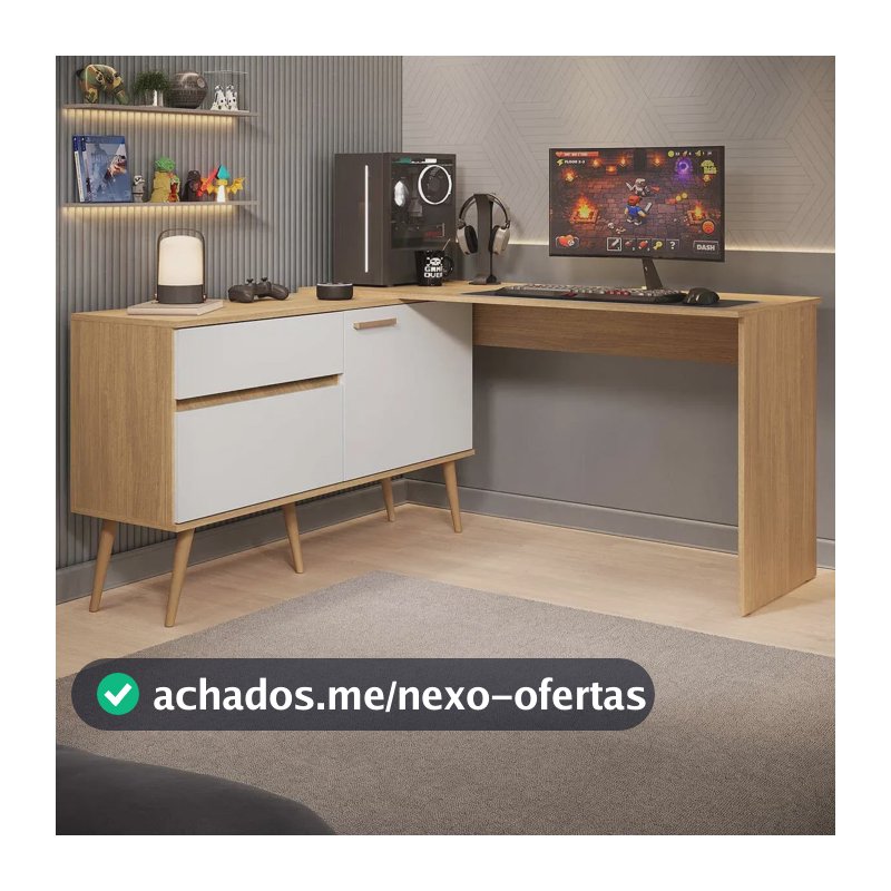 Mesa Gamer em L para Computador 2 Portas 1 Gaveta Arena Multimóveis MP6050