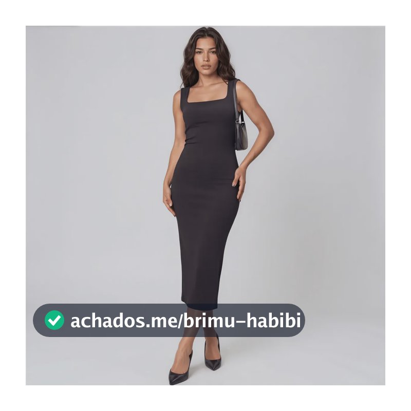 Vestido Longo Alça Grossa Festa  Fenda Moda Elegante Casual Preto Liso P/m (38/40)